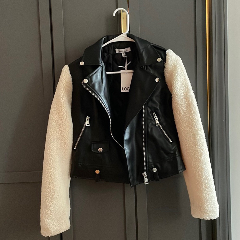 Boutique faux leather Sherpa jacket
